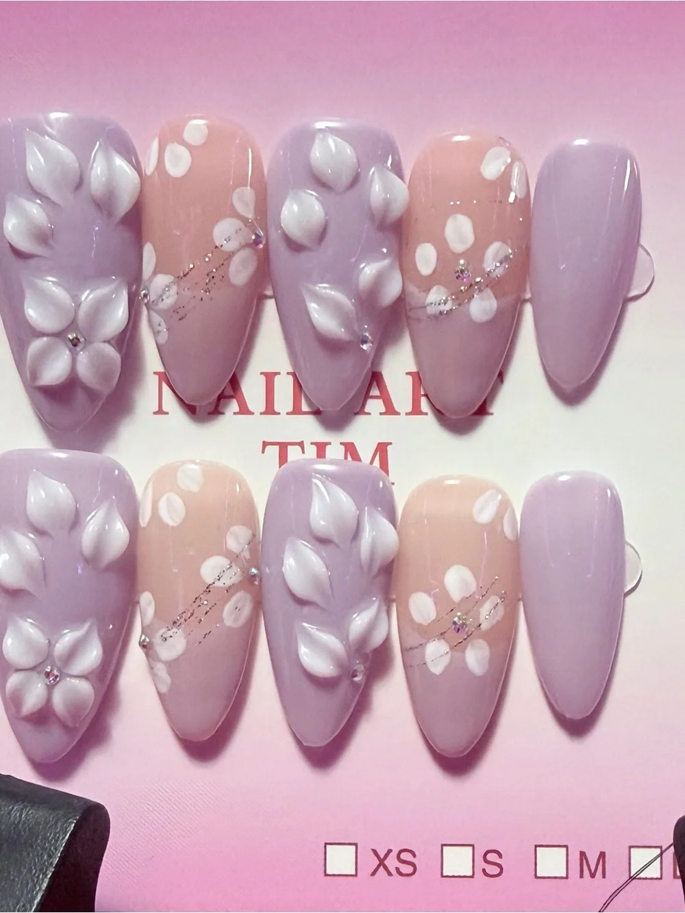 Lavender & Nude Floral 3D Press-On Nail Set